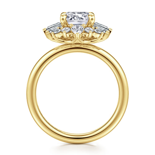 14K Yellow Gold Cushion Halo Diamond Engagement Ring