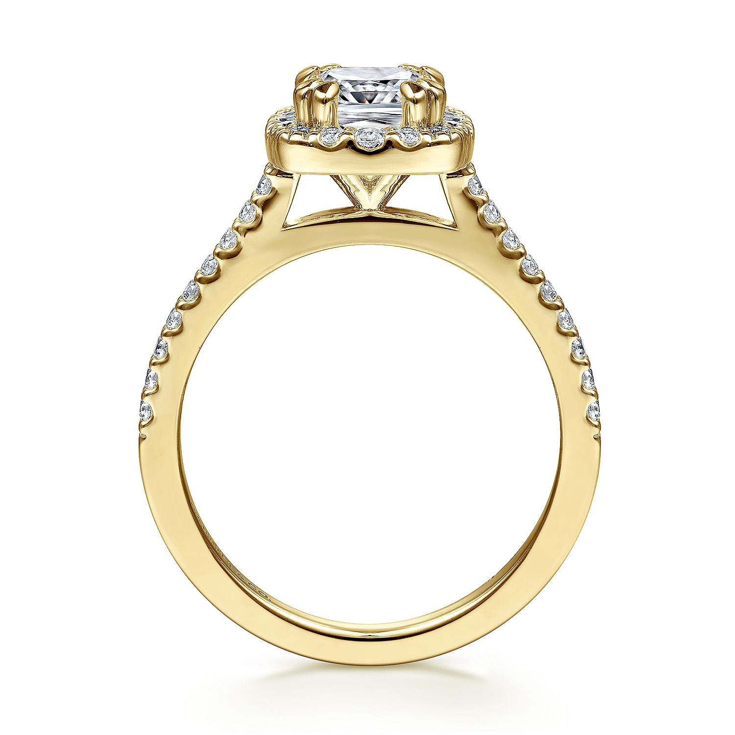 14K Yellow Gold Cushion Halo Diamond Engagement Ring