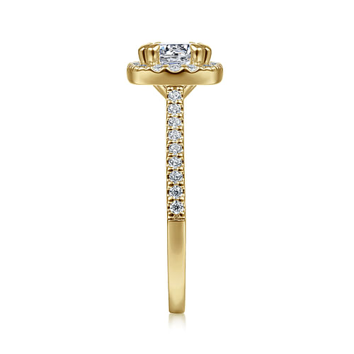 14K Yellow Gold Cushion Halo Diamond Engagement Ring