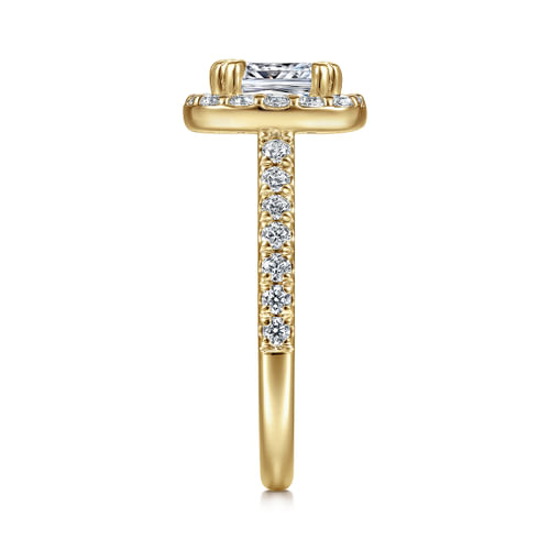 14K Yellow Gold Cushion Halo Diamond Engagement Ring