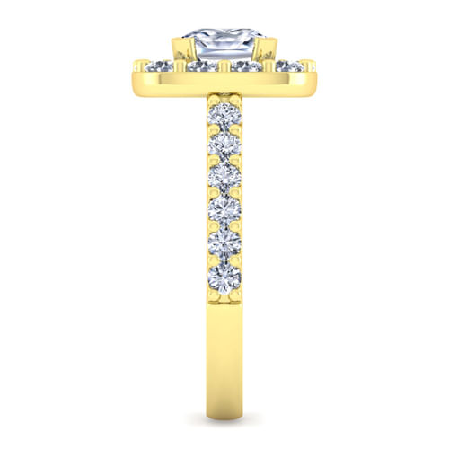 14K Yellow Gold Cushion Halo Diamond Engagement Ring