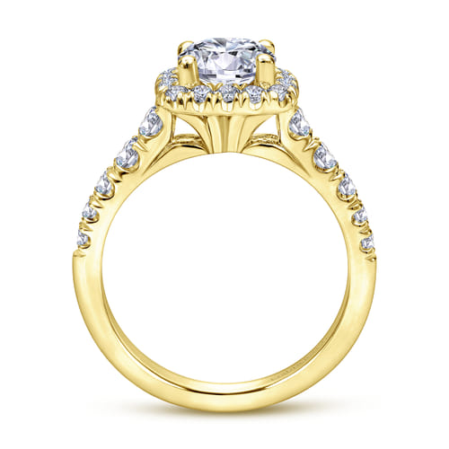 14K Yellow Gold Cushion Halo Round Diamond Engagement Ring 14K Yellow Gold Cushion Halo Round Diamond Engagement Ring