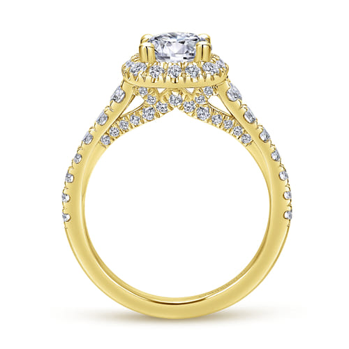 14K Yellow Gold Cushion Halo Round Diamond Engagement Ring 14K Yellow Gold Cushion Halo Round Diamond Engagement Ring