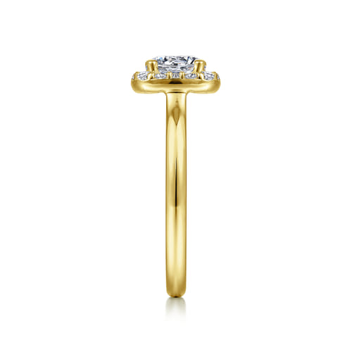 14K Yellow Gold Cushion Halo Round Diamond Engagement Ring