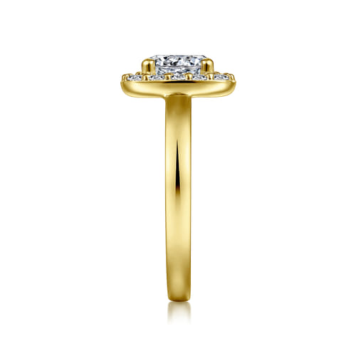 14K Yellow Gold Cushion Halo Round Diamond Engagement Ring