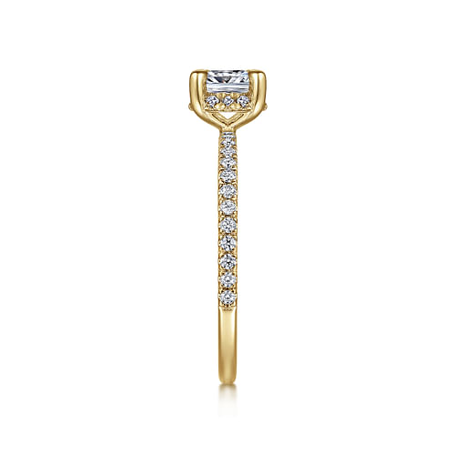 14K Yellow Gold Cushion Hidden Halo Diamond Engagement Ring