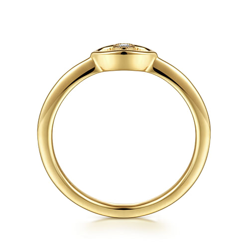 14K Yellow Gold Dainty Evil Eye Diamond Ring