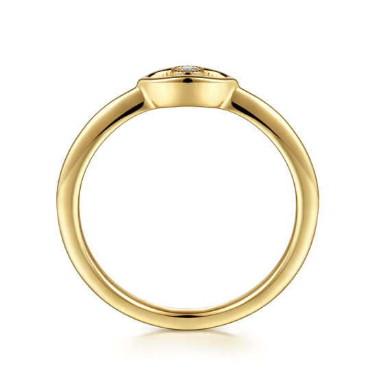 14K Yellow Gold Dainty Evil Eye Diamond Ring angle 2