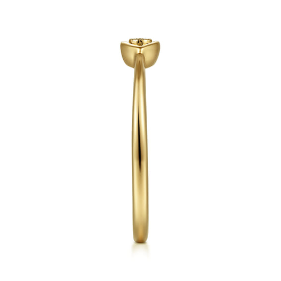 14K Yellow Gold Dainty Evil Eye Diamond Ring angle 4