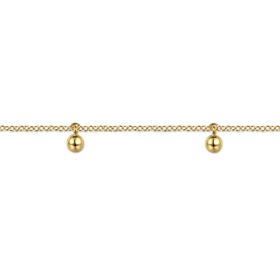 14K Yellow Gold Delicate Chain Bracelet with Bujukan Bead Drops angle 2