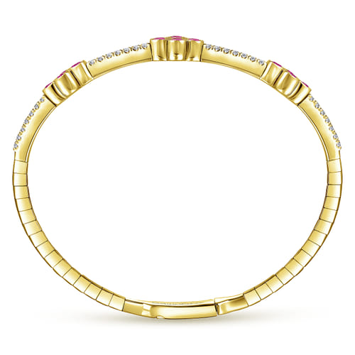 14K Yellow Gold Diamond & Ruby Bangle
