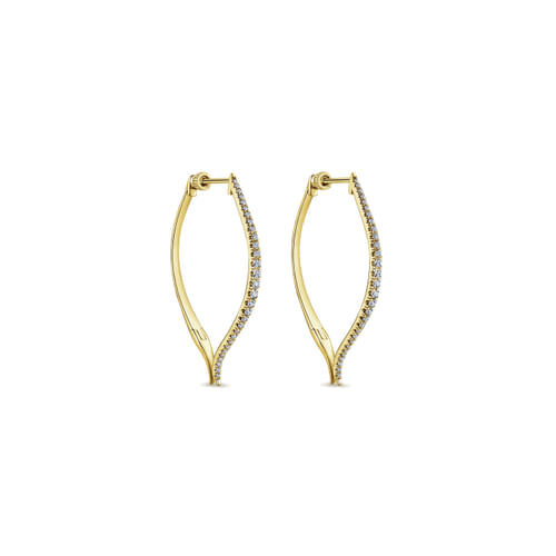 14K Yellow Gold Diamond 40mm Fashion Earrings