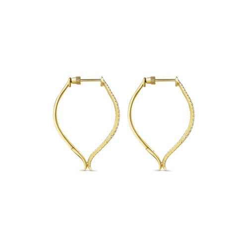 14K Yellow Gold Diamond 40mm Fashion Earrings