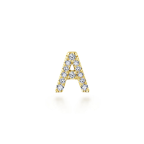 14K Yellow Gold Diamond A Initial Locket Charm