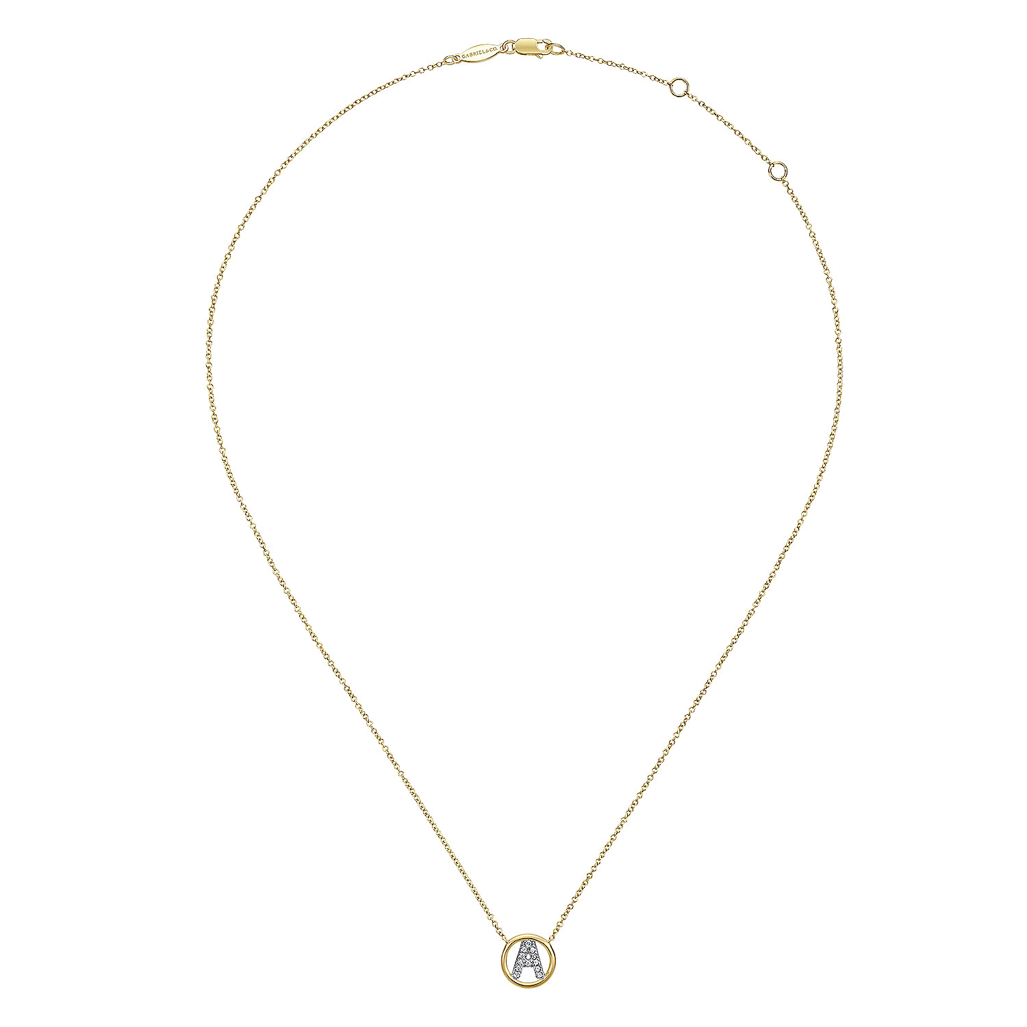 14K Yellow Gold Diamond A Initial Pendant Necklace