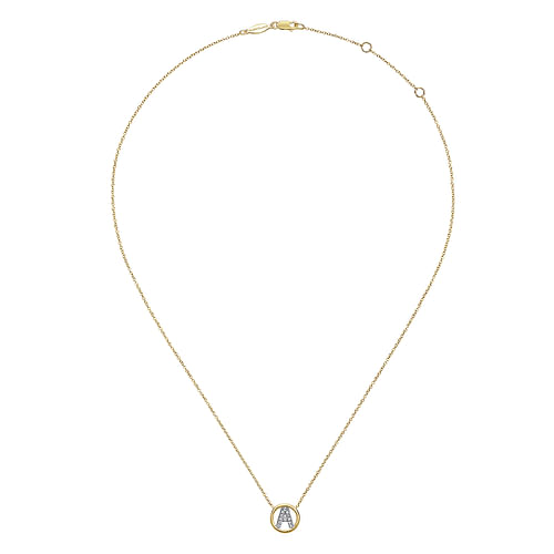 14K Yellow Gold Diamond A Initial Pendant Necklace