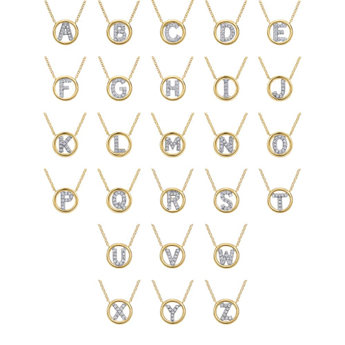 14K Yellow Gold Diamond A Initial Pendant Necklace