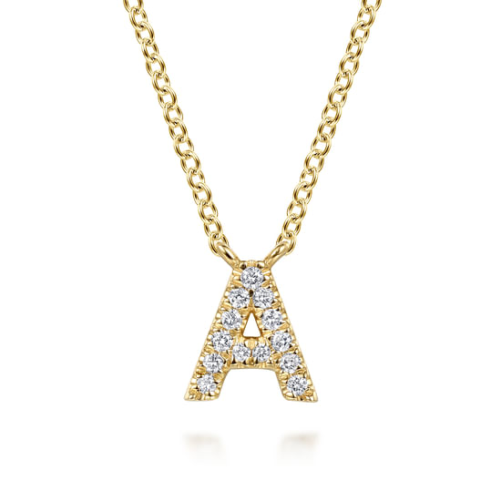 Gabriel - 14K Yellow Gold Diamond A Initial Pendant Necklace