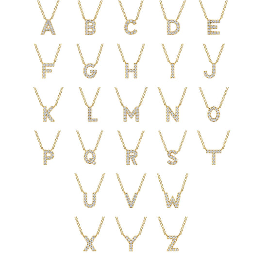 14K Yellow Gold Diamond A Initial Pendant Necklace angle 4