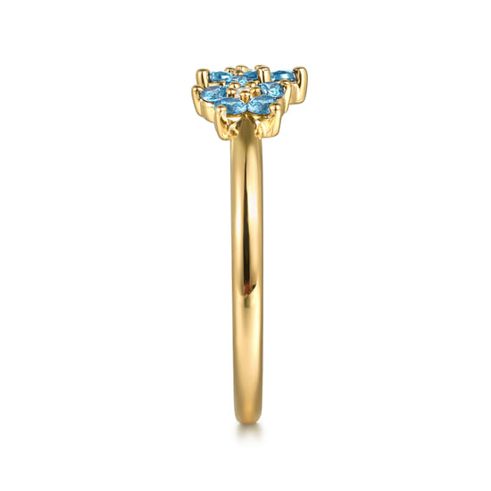 14K Yellow Gold Diamond And Blue Topaz Classic Ring angle 4