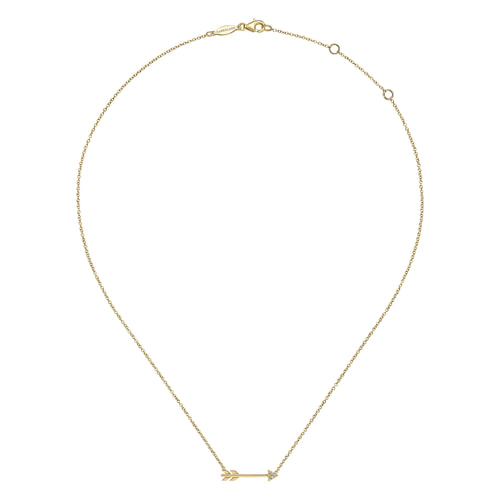 14K Yellow Gold Diamond Arrow Necklace