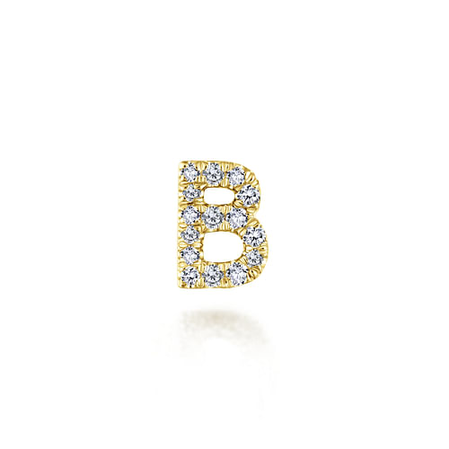 14K Yellow Gold Diamond B Initial Locket Charm