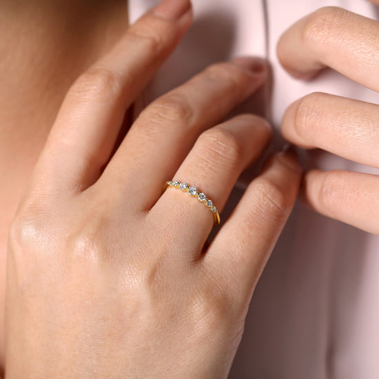 14K Yellow Gold Diamond Band Ring angle 5 14K Yellow Gold Diamond Band Ring angle 5
