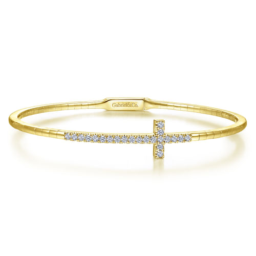 14K Yellow Gold Diamond Bangle