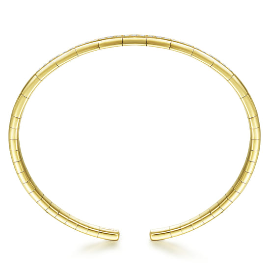 14K Yellow Gold Diamond Bangle angle 3