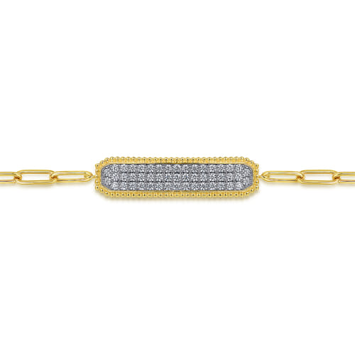 14K Yellow Gold Diamond Bar Chain Bracelet