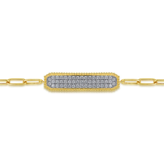14K Yellow Gold Diamond Bar Chain Bracelet angle 2