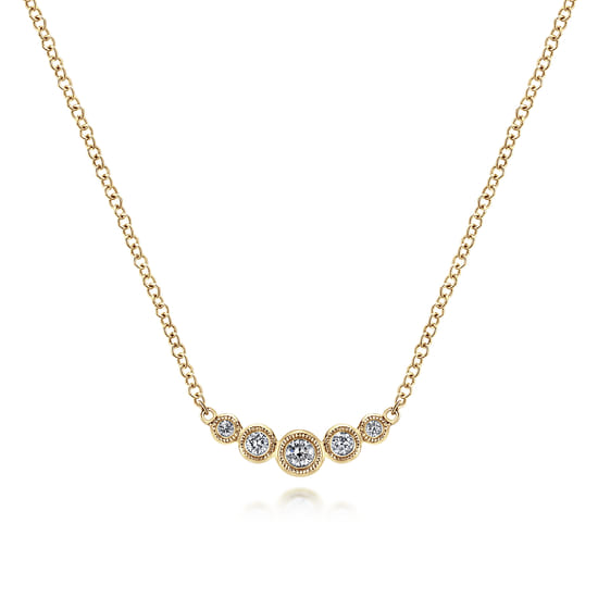 Gabriel - 14K Yellow Gold Diamond Bar Necklace, 0.1ct