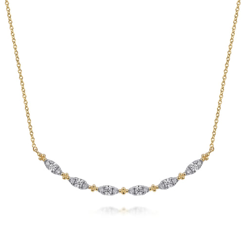 14K Yellow Gold Diamond Bar Necklace-Bujukan 