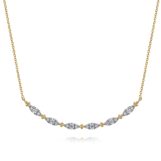 14K Yellow Gold Diamond Bar Necklace-Bujukan 14K Yellow Gold Diamond Bar Necklace-Bujukan