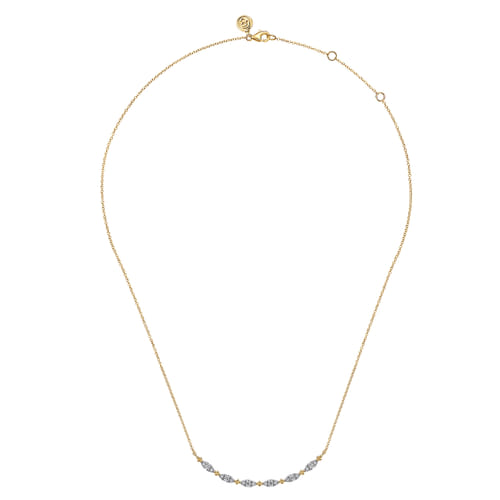 14K Yellow Gold Diamond Bar Necklace-Bujukan 