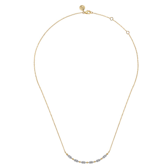 14K Yellow Gold Diamond Bar Necklace-Bujukan angle 2 14K Yellow Gold Diamond Bar Necklace-Bujukan angle 2