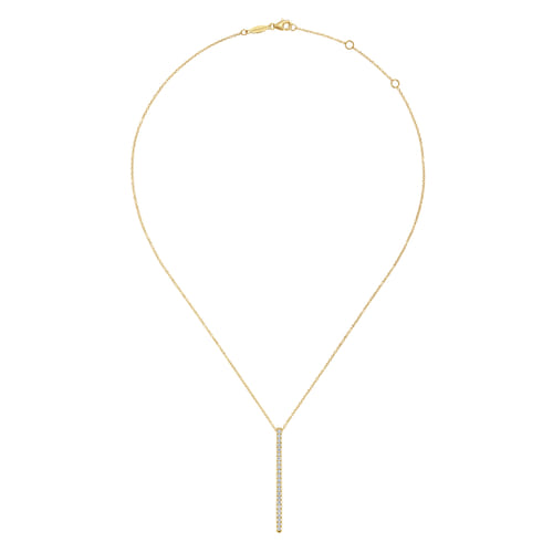 14K Yellow Gold Diamond Bar Pendant Necklace