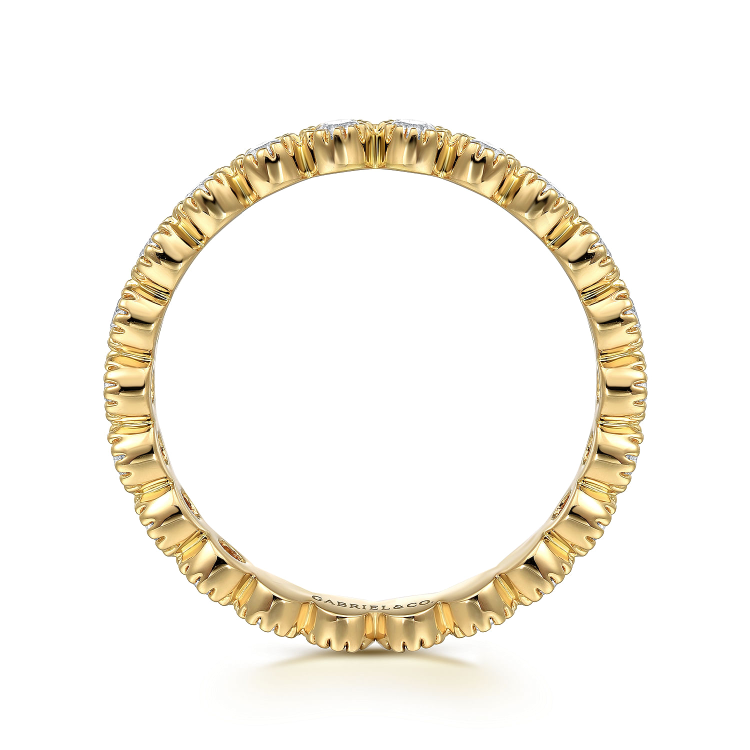 14K Yellow Gold Diamond Bezel Setting Stackable Ladies Ring