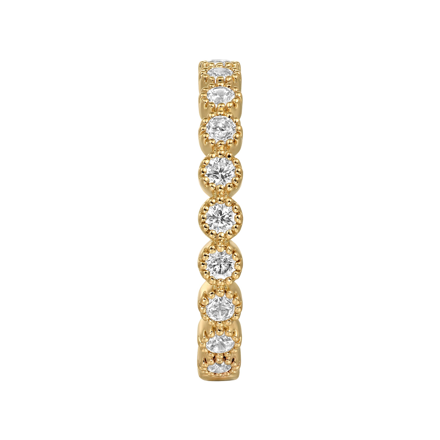 14K Yellow Gold Diamond Bezel Setting Stackable Ladies Ring