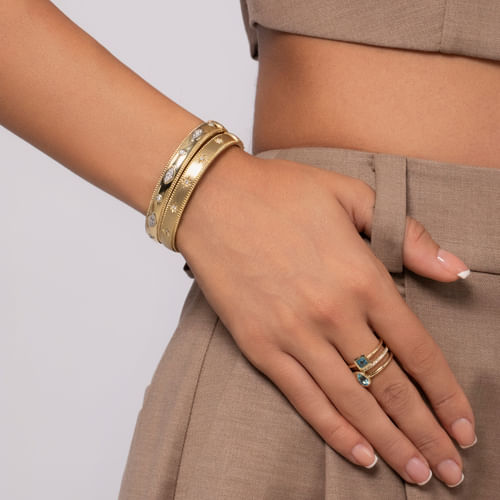 14K Yellow Gold Diamond Bujukan Bangle