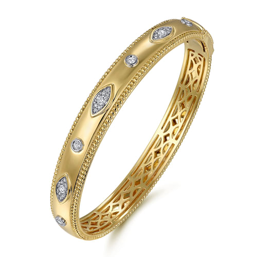 14K Yellow Gold Diamond Bujukan Bangle