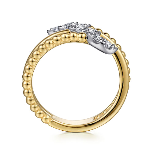 14K Yellow Gold Diamond Bujukan Bypass Ring