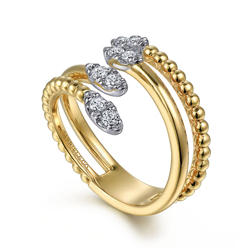 14K Yellow Gold Diamond Bujukan Bypass Ring