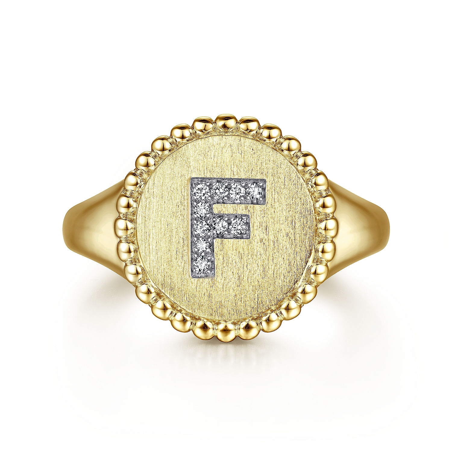 Gabriel - 14K Yellow Gold Diamond Bujukan Initial F Signet Ring