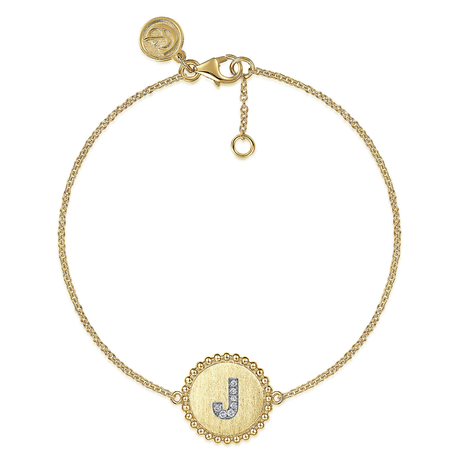 Gabriel - 14K Yellow Gold Diamond Bujukan Initial J Tennis Bracelet in Size 7inch W/Brush