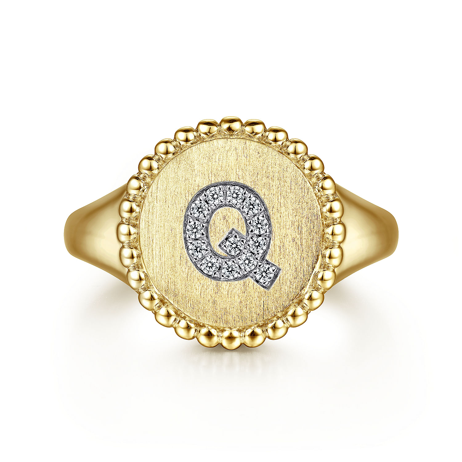 Gabriel - 14K Yellow Gold Diamond Bujukan Initial Q Signet Ring