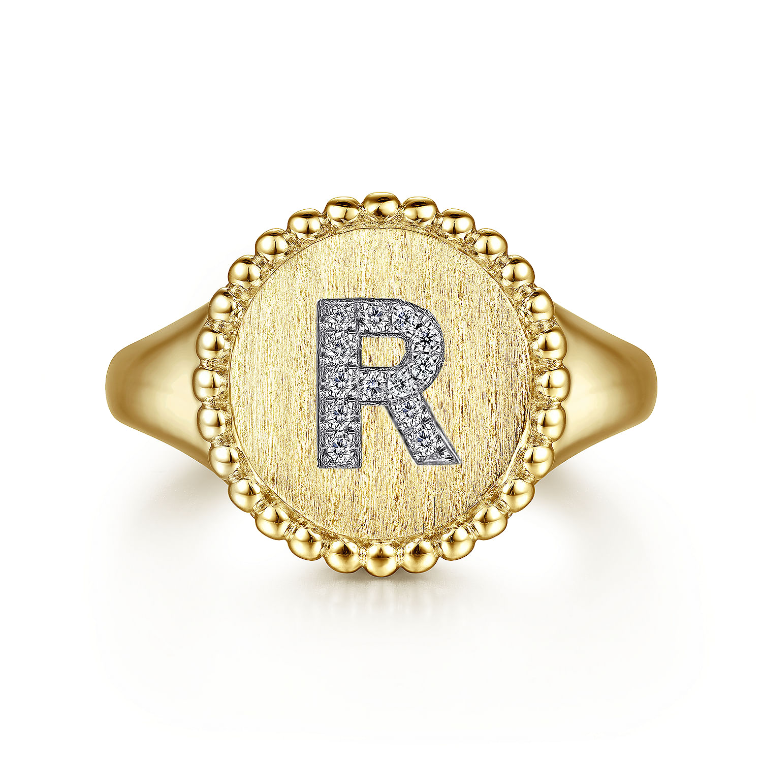 Gabriel - 14K Yellow Gold Diamond Bujukan Initial R Signet Ring