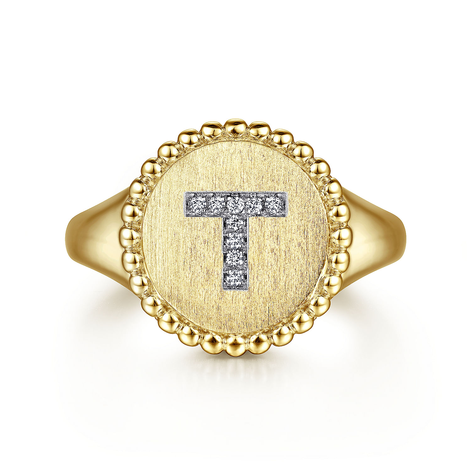 Gabriel - 14K Yellow Gold Diamond Bujukan Initial T Signet Ring