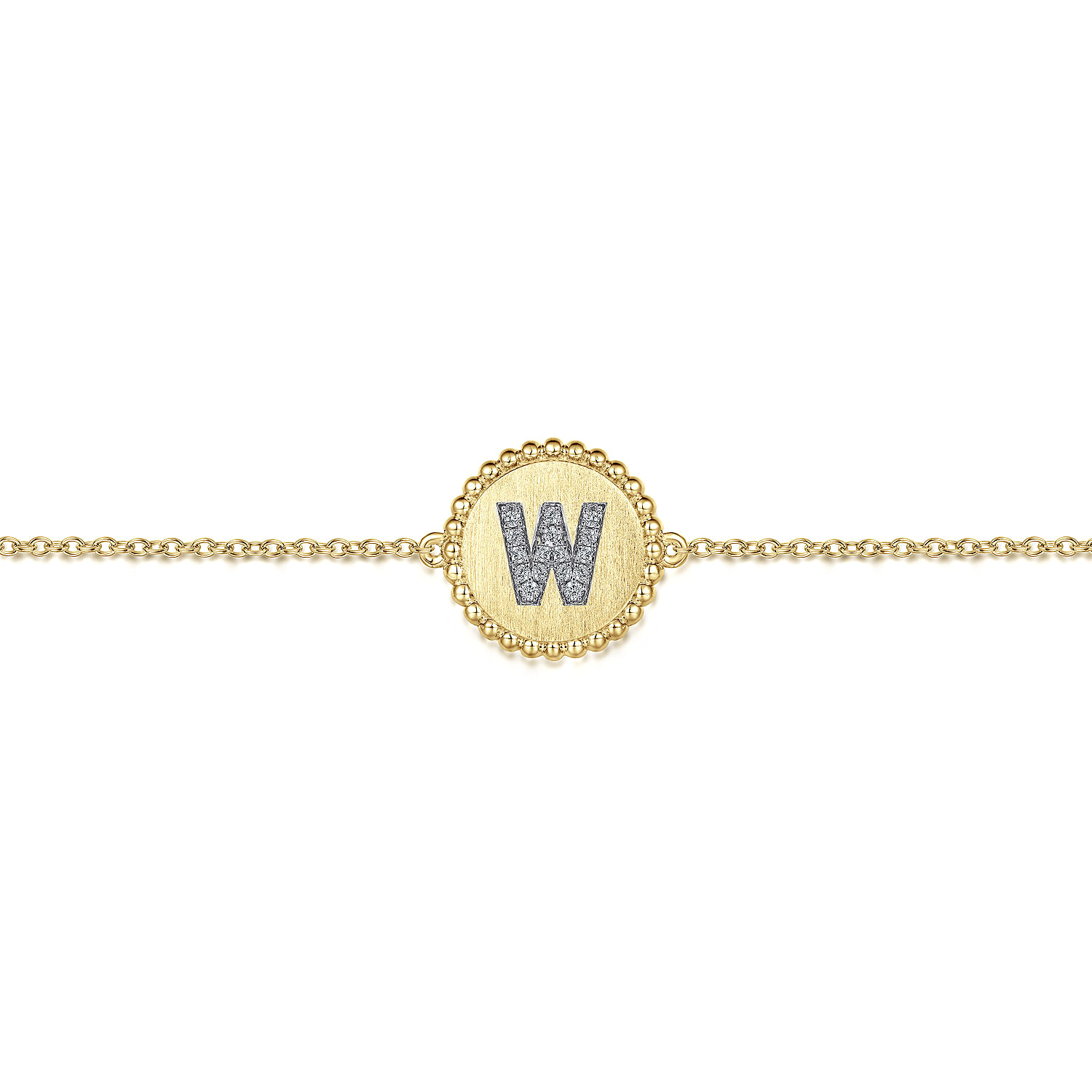 14K Yellow Gold Diamond Bujukan Initial W Tennis Bracelet in Size 7inch W/Brush