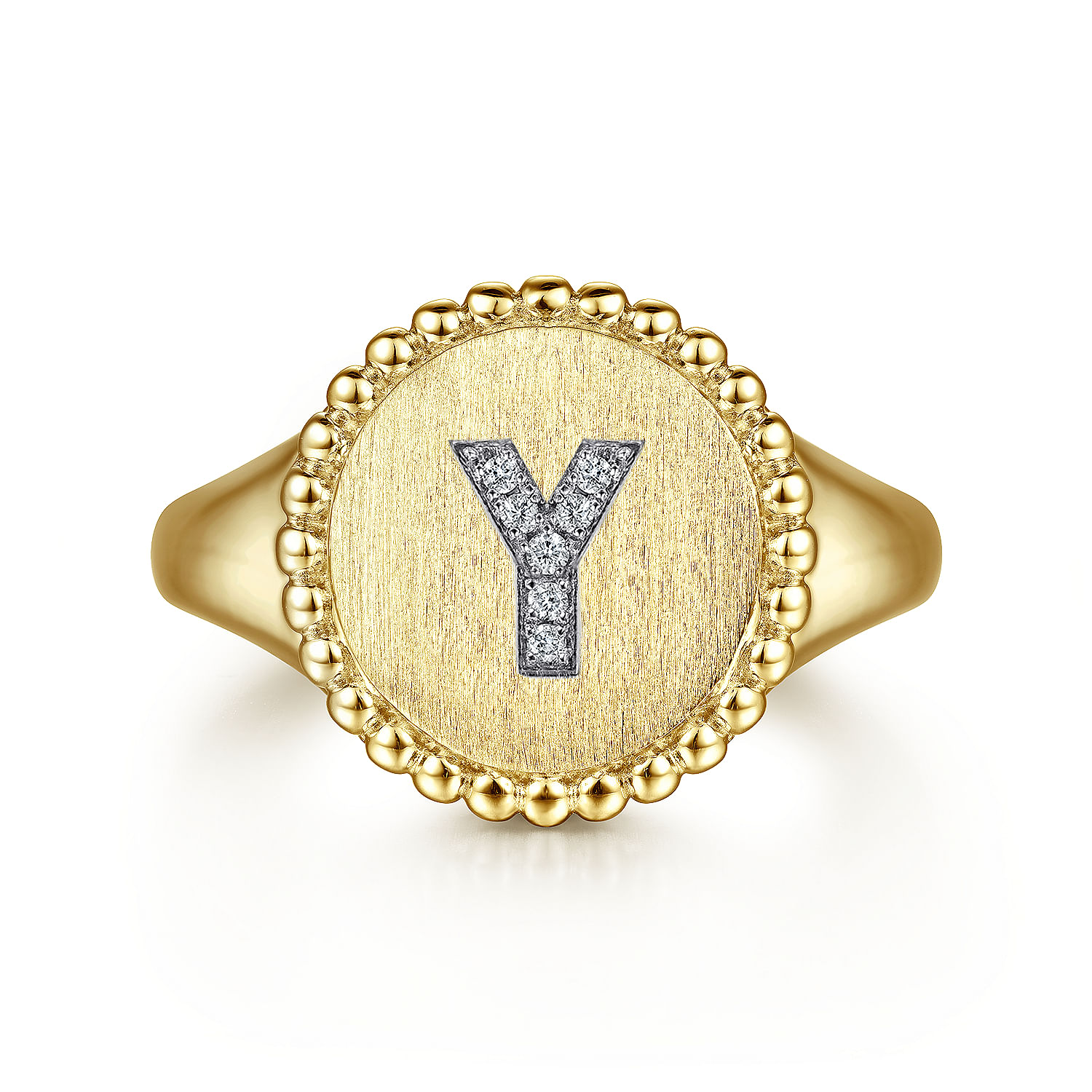 Gabriel - 14K Yellow Gold Diamond Bujukan Initial Y Signet Ring
